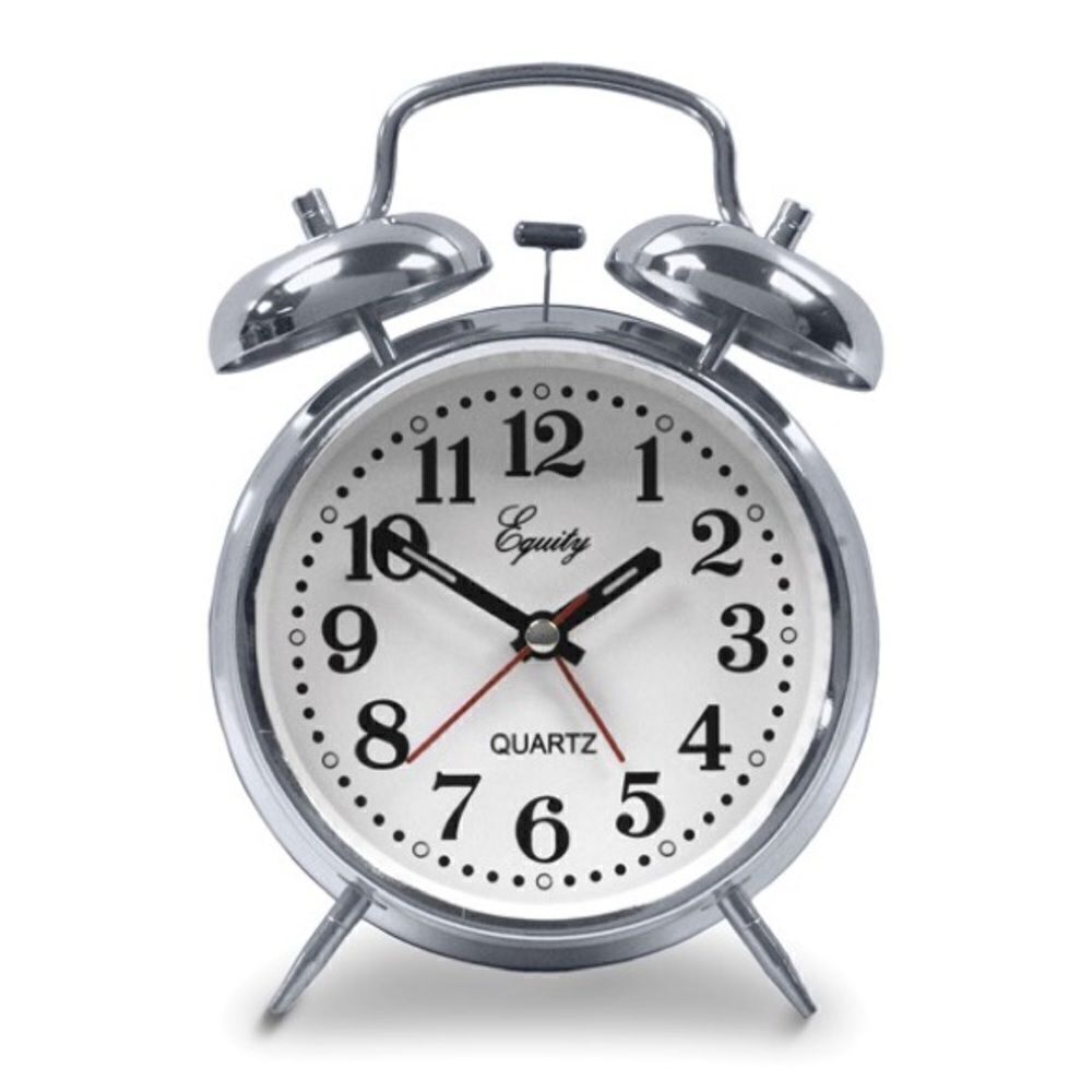 Silver-tone Twin Bell Analog Quartz Alarm Clock